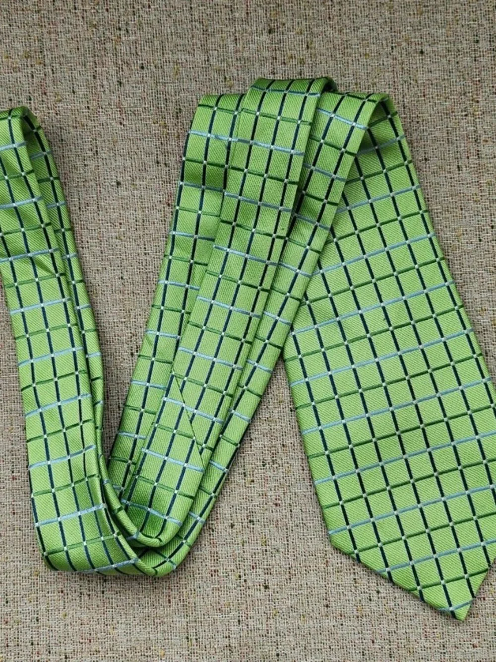 Vintage Nautica Men Tie Green Tone 100% Silk Necktie Classic Dress Tie